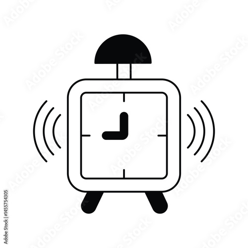 Alarm Clock glyph icon with white background vector stock illustration