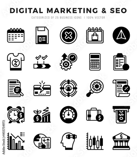 Set of Digital Marketing & SEO icons. Vector Illustration.