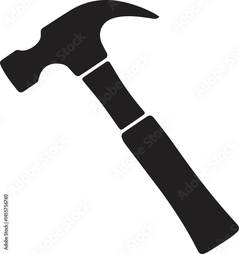 Hammer Silhouette Black Vector | Construction Tool Icon