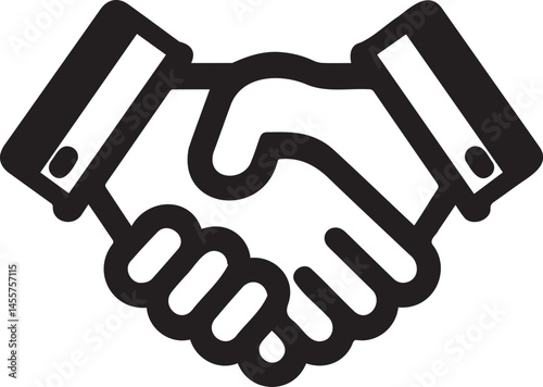 Minimalist Black and White Handshake Line Art Symbolizing Partnership and Agreement