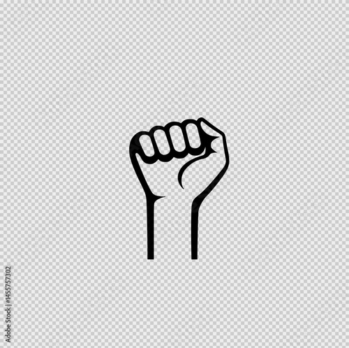 Minimalist black and white logo of a raised clenched fist with realistic anatomical details. Fine line drawing, subtle pastel shading, evoking strength, dignity, structure, and human presence.