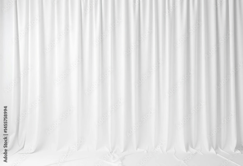 Fototapeta premium Clean white backdrop, seamless curtain, vertical lines, studio background, simple, curtain