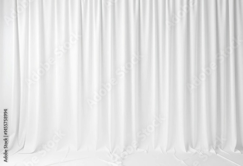 Clean white backdrop, seamless curtain, vertical lines, studio background, simple, curtain