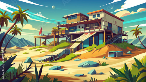 Abandoned beach resort overtaken by wild dunes and wind