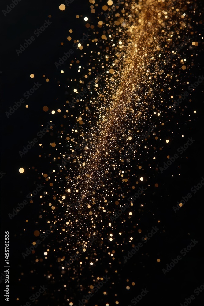 Shimmering gold dust scattered on black, creating a luxurious abstract texture , cosmic, black background Shimmering gold dust scattered on black, creating a luxurious abstract texture , cosmic, black background