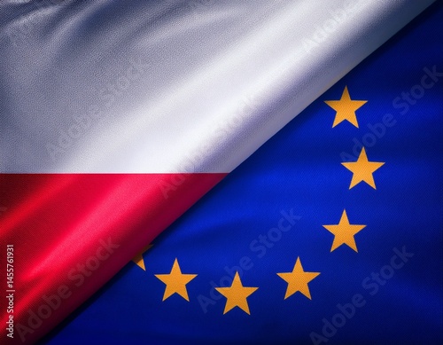 Poland and european union flag background