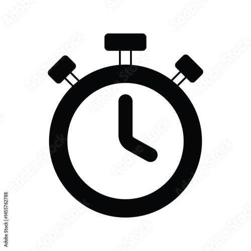 Stopwatch glyph icon with white background vector stock illustration