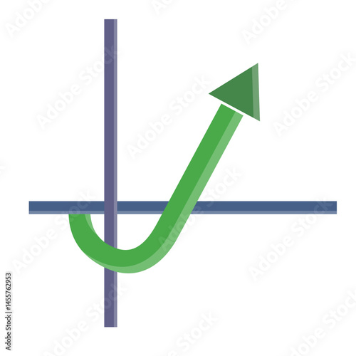 Simple J-curve graph icon. Vector.