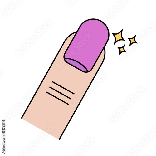 Pink manicured nail and glitter icon. Vector.