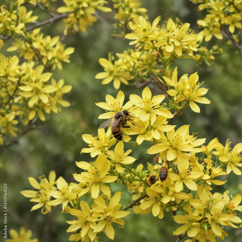 Busy bee gathers nectar from vibrant yellow dogwood blossom , bloom, bee, insecta Busy bee gathers nectar from vibrant yellow dogwood blossom , bloom, bee, insecta