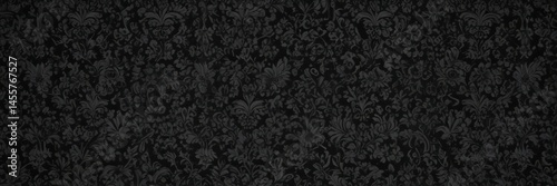Intricate black damask floral wallpaper  Seamless gothic vine pattern , background, fabric