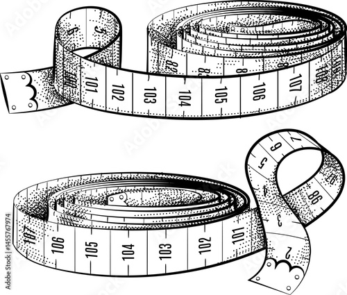 Engraving measurement tape with numbers