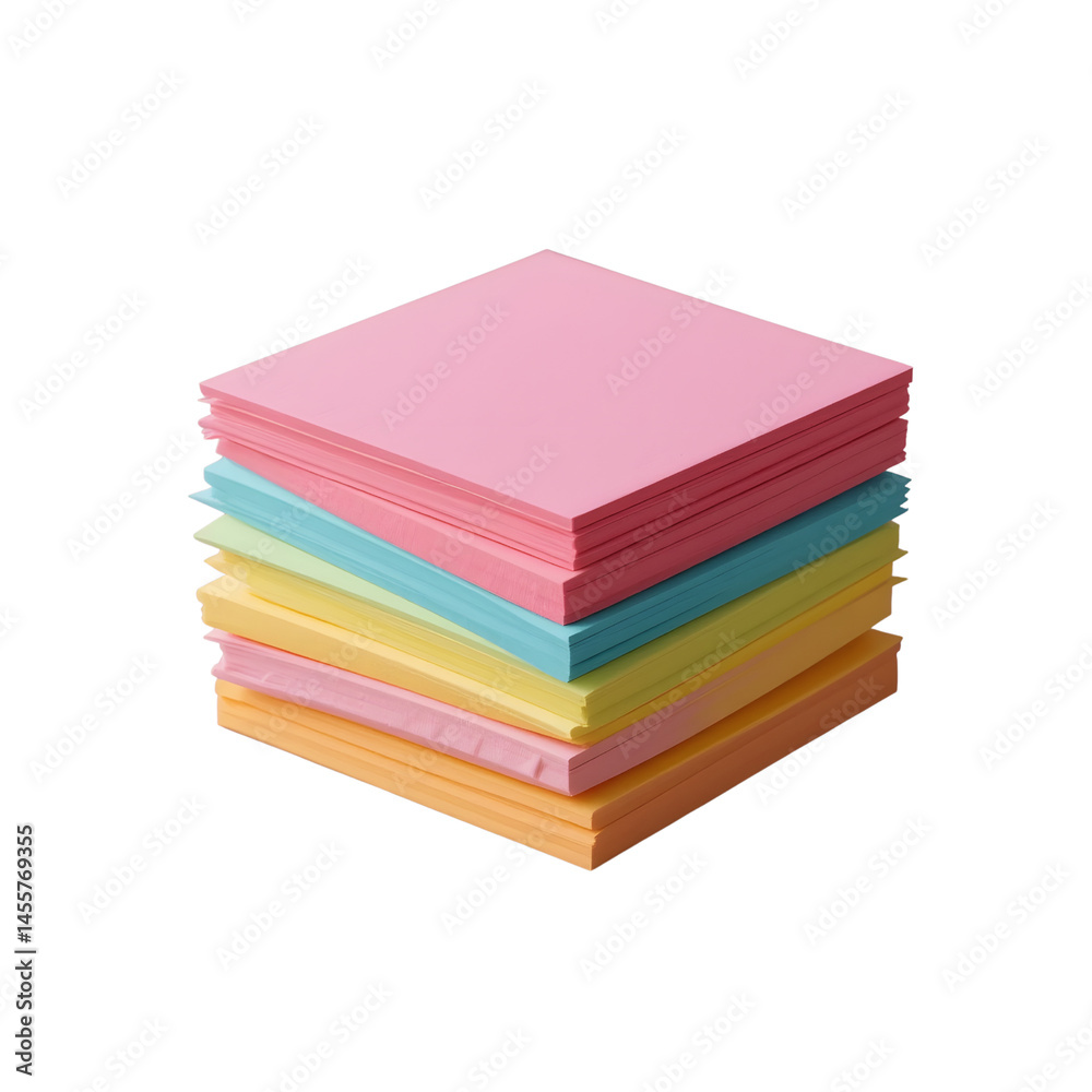 A pack of colorful sticky notes slightly fanned out, isolated on solid background. A pack of colorful sticky notes slightly fanned out, isolated on solid background.