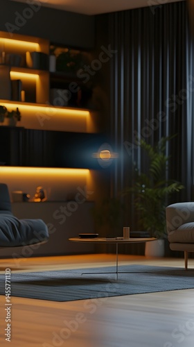 AI assistant floating as a hologram in a smart home