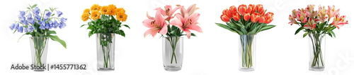 Wallpaper Mural PNG Vibrant floral arrangements in vases, element set on transparent background Torontodigital.ca