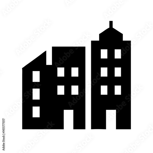 multi storey buildings silhouette on transparent background for web and graphic design