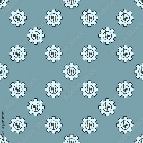 Cogwheel with candlestick chart vector trading settings colored seamless pattern