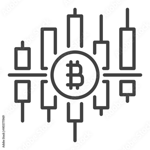 BTC candlestick pattern vector Bitcoin trading icon or sign in thin line style