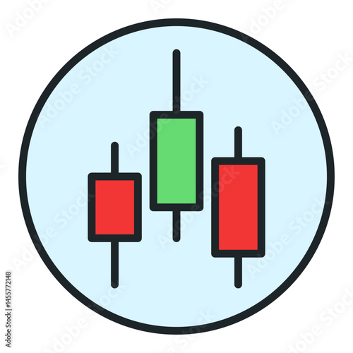 Candlestick pattern inside circle vector selling financial derivatives colored icon or symbol