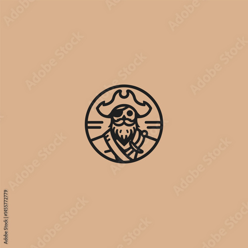 Pirate logo in bold and simple iconic design.