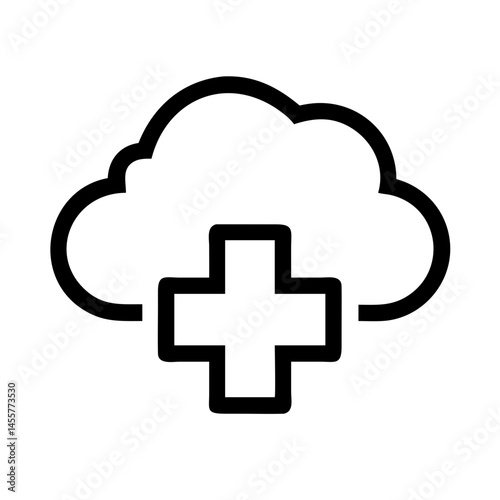 cloud with medical cross silhouette on transparent background for web and graphic design