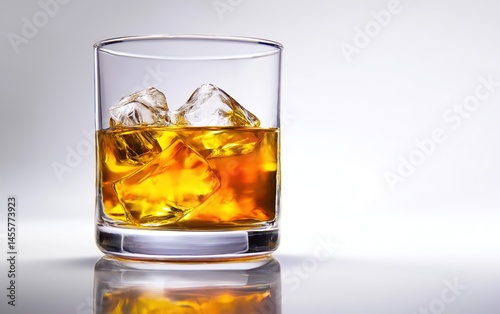 Wallpaper Mural Whiskey Served in a Glass with Ice: Soft Shadows and Highlights on White Background Torontodigital.ca