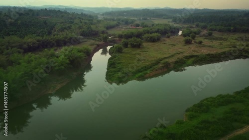 Beautiful drone shot at sunset in Sakleshpura, Karnataka, It is a hill station town in Hassan district in the Indian state of Karnataka.