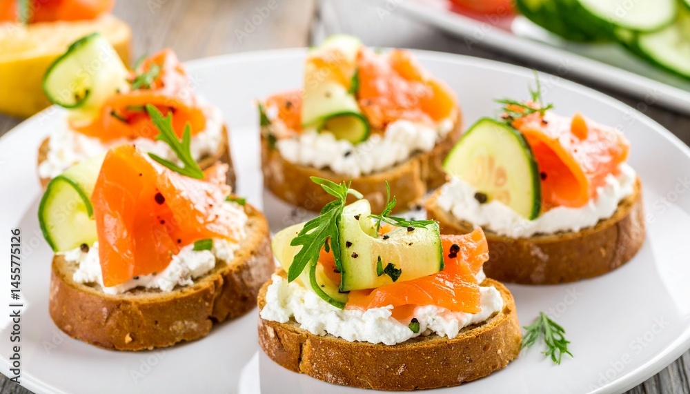 Smoked Salmon Cucumber Cream Cheese Toast Appetizer Smoked Salmon Cucumber Cream Cheese Toast Appetizer