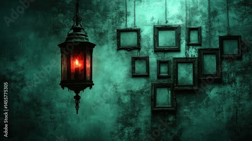 Wallpaper Mural Haunted antique lantern, empty frames Torontodigital.ca