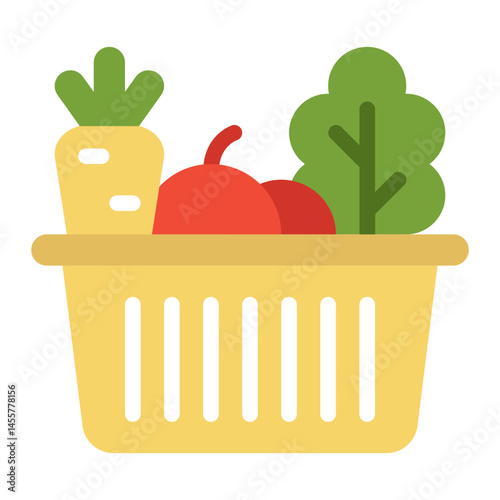 Icon grocery basket with vegetables
