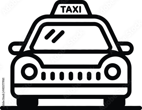 Taxi car icon, vector illustration, editable stroke outline.