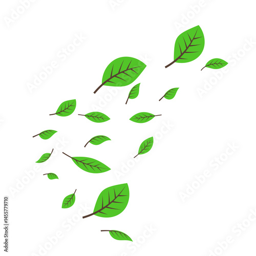 Wallpaper Mural Illustration of Flying Green Leaves Torontodigital.ca