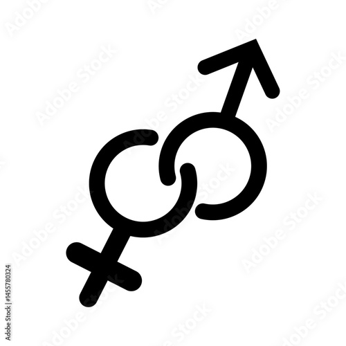 Gender symbol of human, gender equality in society isolated on white