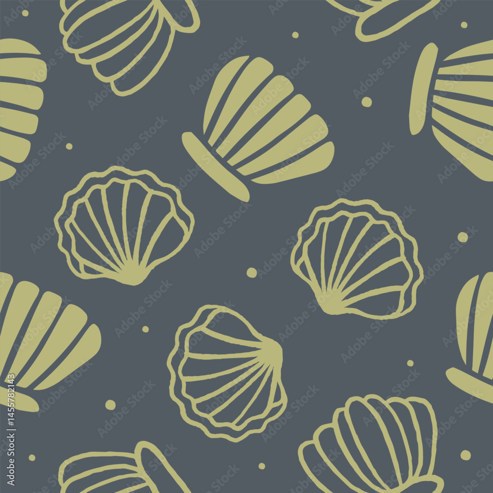 Cute shell pattern background vector design Cute shell pattern background vector design