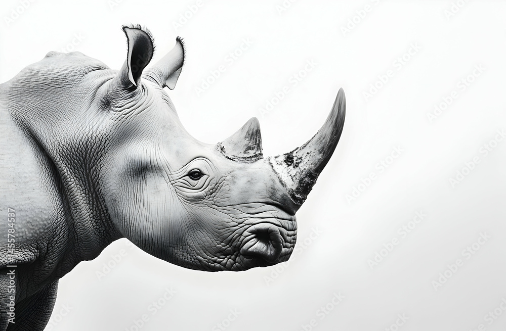 Obraz premium Rhino Head Profile Isolated on White Background