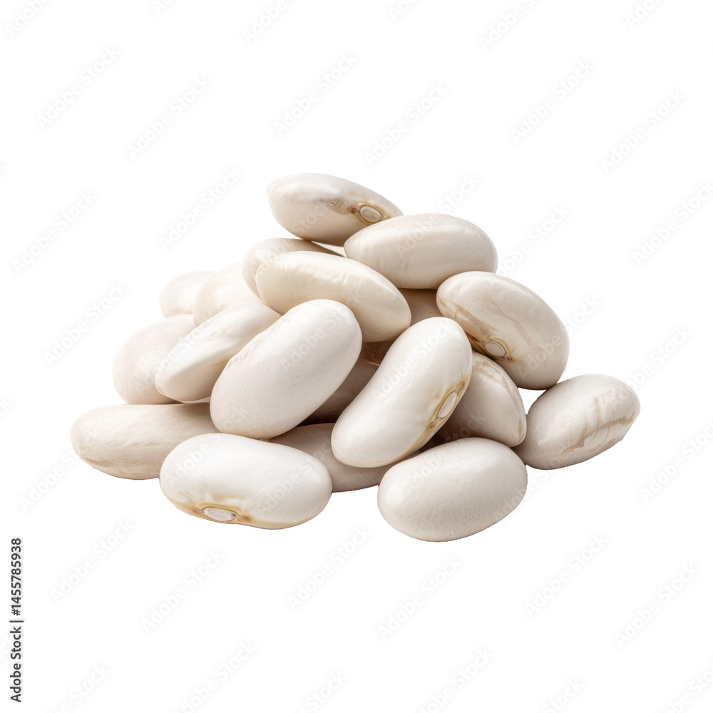 Pile of White Beans: A Nutritious Food Staple , isolated on white background Pile of White Beans: A Nutritious Food Staple , isolated on white background