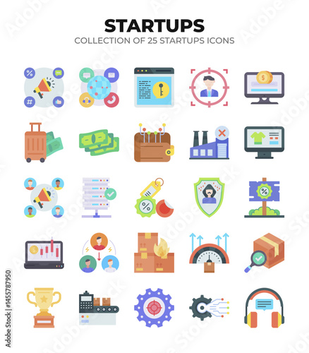 Collection of 25 Startup Icons. A Visual Guide to Business Growth