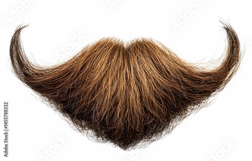 Brown Mustache Isolated on White Background Close Up