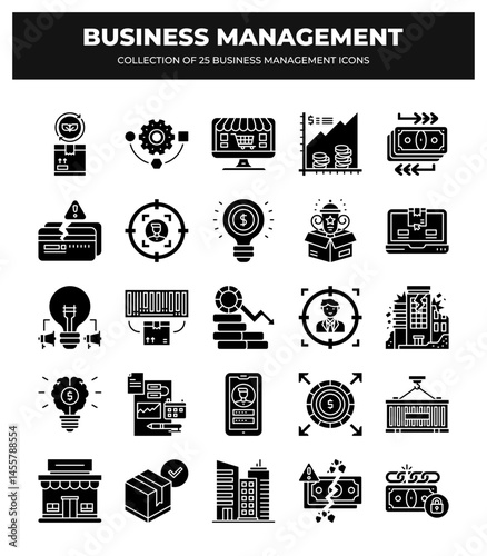 Collection of 25 Business Management Icons: Strategy. Planning. Marketing. Finance
