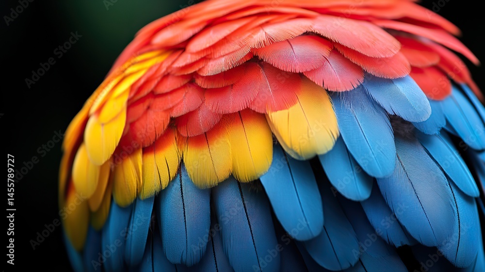 Obraz premium A close-up of the vibrant colors and patterns of a tropical bird's feathers, showcasing their natural beauty.