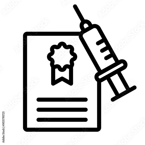 Vaccine Certificate Vector Line Icon Design