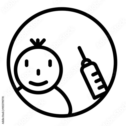 Child Vaccination Vector Line Icon Design