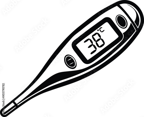 Digital thermometer premium quality vector illustration, digital thermometer silhouette vector art, digital thermometer isolated line art vector design