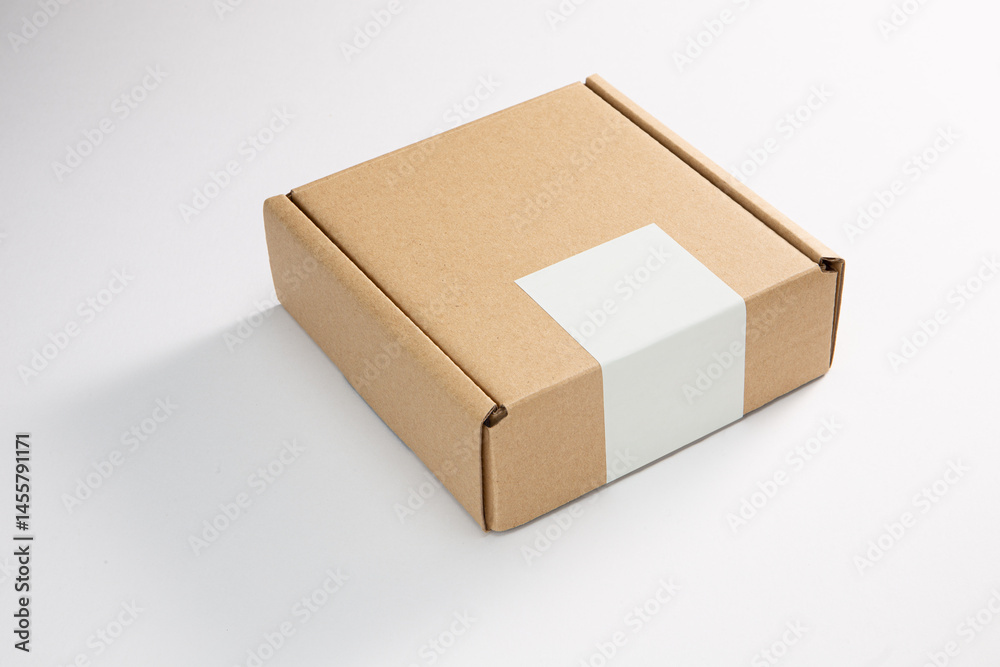 Fototapeta premium Brown cardboard box isolated on white background