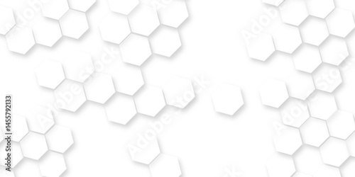 abstract geometric mesh cell texture, abstract hexagon Wall Pattern, 3d rendering illustration. white hexagonal Pattern on minimalist background, modern futuristic wallpaper.