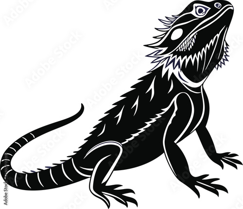 Vector silhouette of bearded dragons on a plain white background