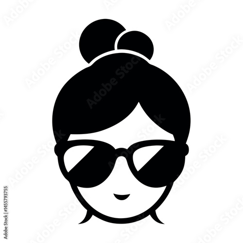 stylized icons depicting women with different updo hairstyles and wearing sunglasses