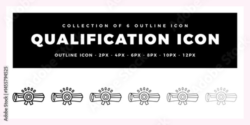 Pack of 6 Outline Vector Qualification icon