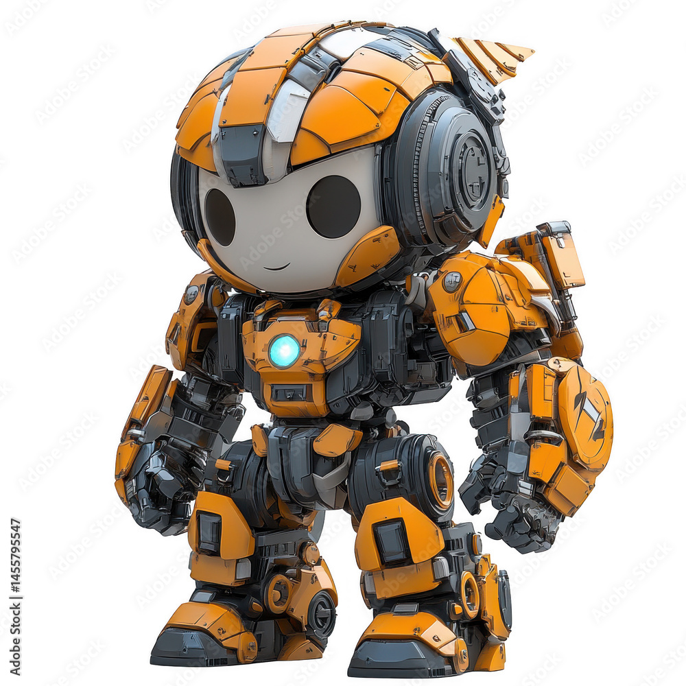 Robot cute ai generated orange futuristic android machine learning toy on transparent background Robot cute ai generated orange futuristic android machine learning toy on transparent background