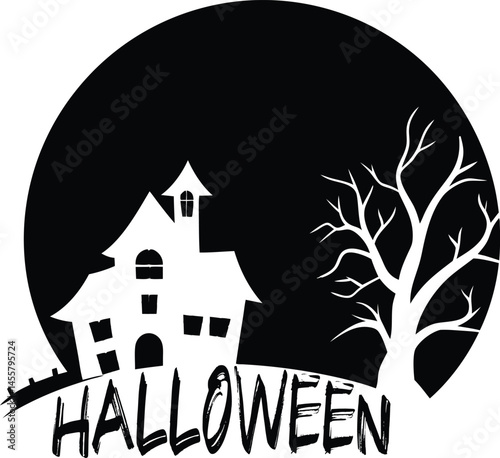 Halloween for typography Tshirt Design Vector Art  Like logo  style with vector element , halloween related ornament  Vector art 